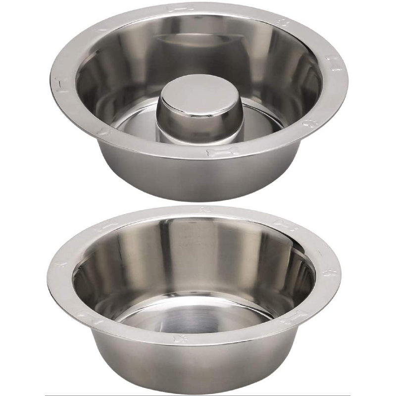 chiloyal Stainless Steel Slow Feed Dog Bowl - 4 Cup Extra Large Pet Extra Large Stainless Steel Dog Bowls